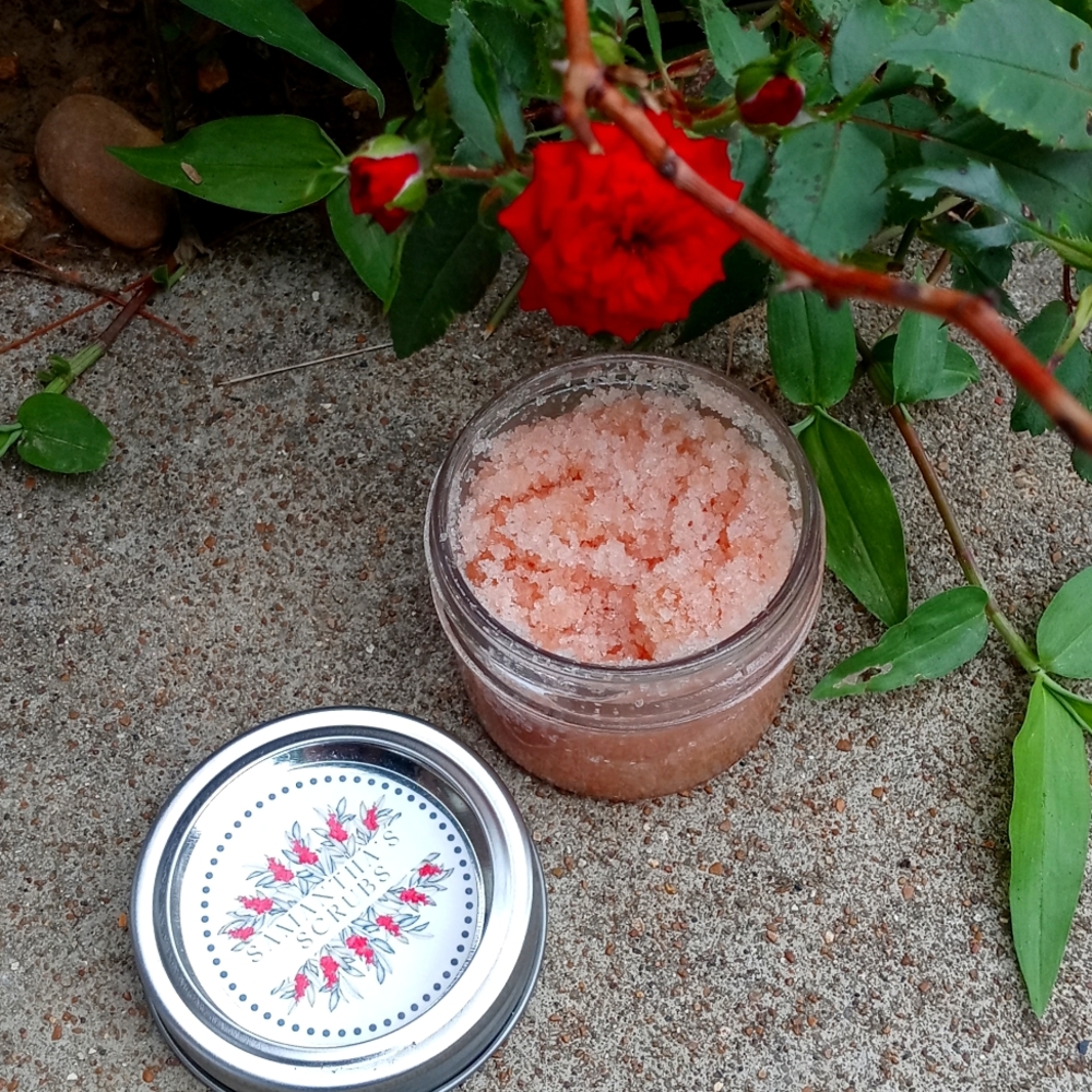 Pink Himalayan sea salt and coconut oil scrub